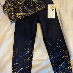 NWT Size Small Workout Set - Deep purple with gold sparkle